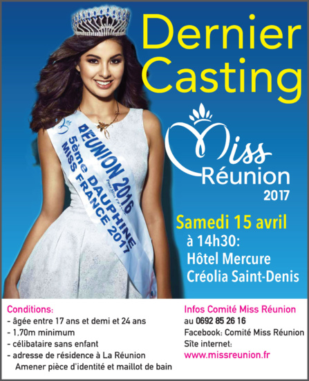 Dernier Casting Miss Réunion ce samedi 15 avril