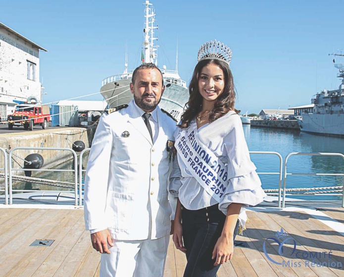Miss Réunion marraine du bateau militaire Le Champlain Miss Réunion marraine du bateau militaire Le Champlain