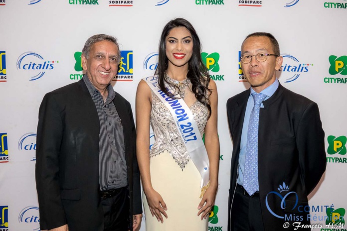 Aziz Patel, délégué Miss France, Audrey Chane Pao Kane, Miss Réunion 2017, et Jean-Jacques Fung Aziz Patel, délégué Miss France, Audrey Chane Pao Kane, Miss Réunion 2017, et Jean-Jacques Fung