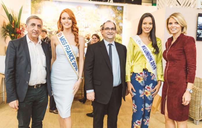 Aziz Patel, délégué Miss France, Maeva Coucke, Miss France 2018, Stéphane Fouassin, président IRT, Morgane Soucramanien, Miss Réunion 2018, et Syivie Tellier, directrice générale Miss France Organisation Aziz Patel, délégué Miss France, Maeva Coucke, Miss France 2018, Stéphane Fouassin, président IRT, Morgane Soucramanien, Miss Réunion 2018, et Syivie Tellier, directrice générale Miss France Organisation