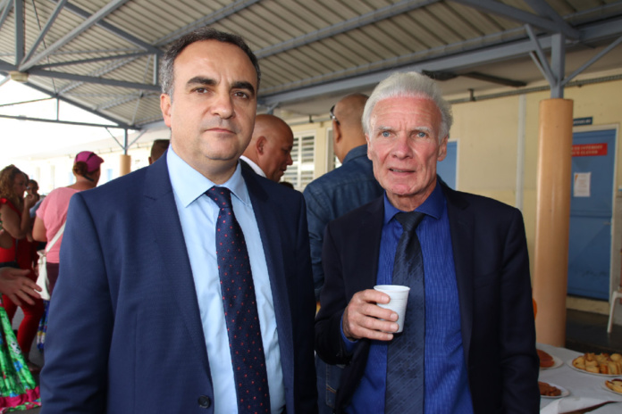 Lucien Giudicelli, sous-préfet de Saint-Pierre, et Paul-Franco-Técher, maire de Cilaos