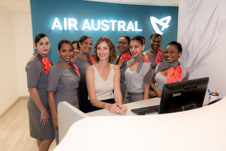 Morgane Lebon à l'inauguration de l'agence rénovée d'Air Austral
