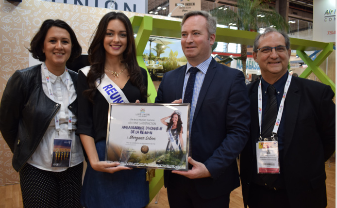 Morgane Lebon a été nommée Ambassadrice d'Honneur de La Réunion, son titre lui a été remis par Jean-Baptiste Lemoyne, Secrétaire d'Etat au Tourisme, en présence de Stéphane Fouassin et de Suzanne Soba Morgane Lebon a été nommée Ambassadrice d'Honneur de La Réunion, son titre lui a été remis par Jean-Baptiste Lemoyne, Secrétaire d'Etat au Tourisme, en présence de Stéphane Fouassin et de Suzanne Soba