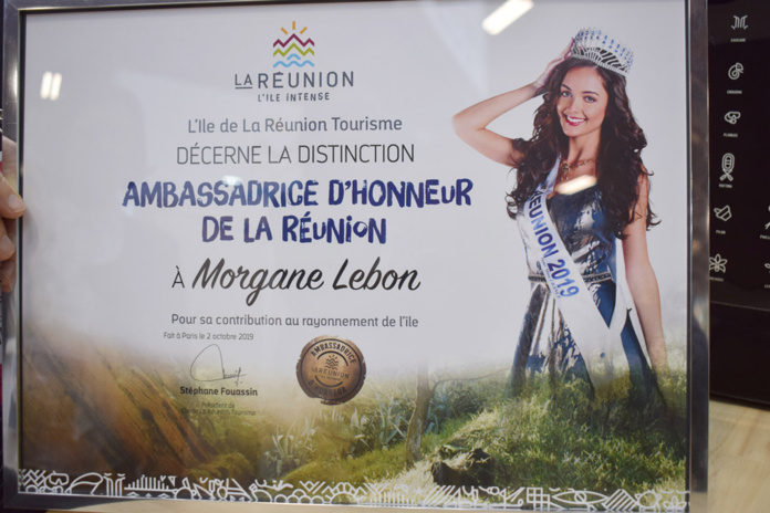 Morgane Lebon nommée Ambassadrice d'Honneur de La Réunion par l'IRT Morgane Lebon nommée Ambassadrice d'Honneur de La Réunion par l'IRT
