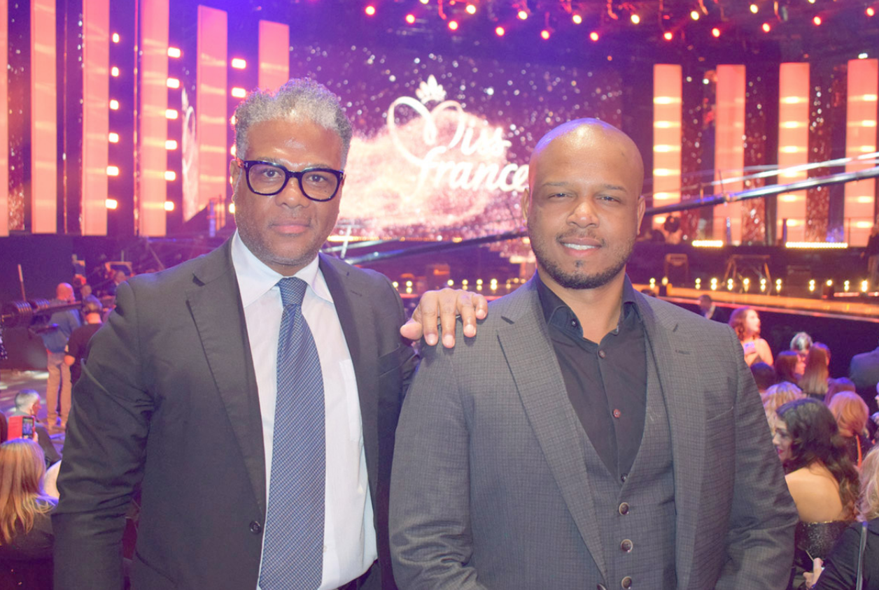 Jean-Roger Squilini et Brice Masseix, deux Réunionnais installés en métropole, venue encourager Miss Réunion